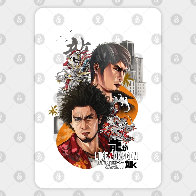 Kazuma Kiryu & Kasuga Ichiban Like a Dragon Infinite Wealth Sticker by RSN